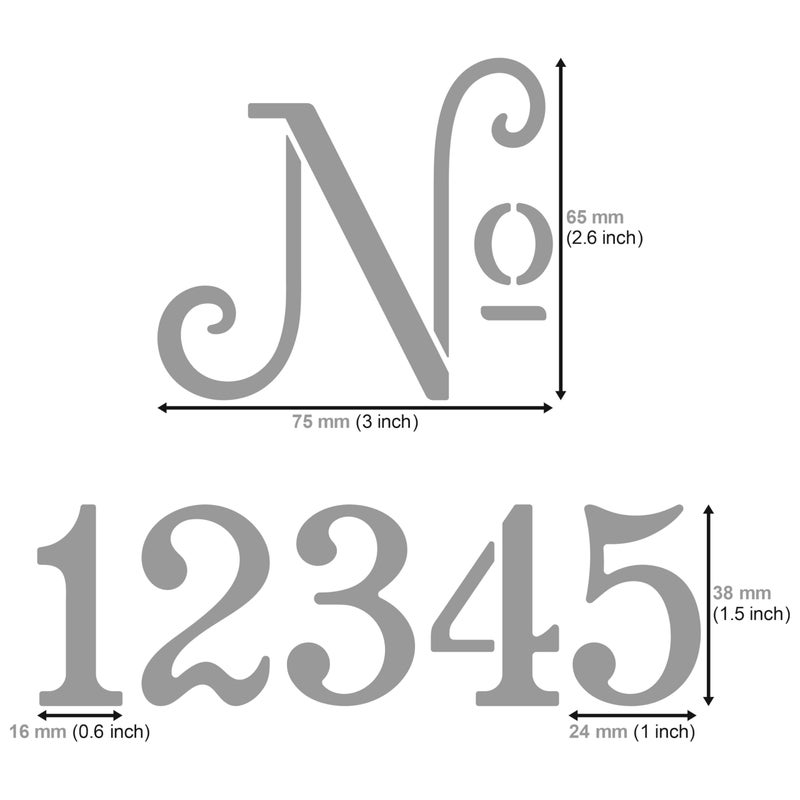Aleks Melnyk No.159 Metal Stencil French Small Numbers 1.5 inch, Template for Wood Burning, Crafts, DIY, Engraving, World Stencil, Decor, Reusable Vintage Arabic Numerals, Old World Number - Image 3